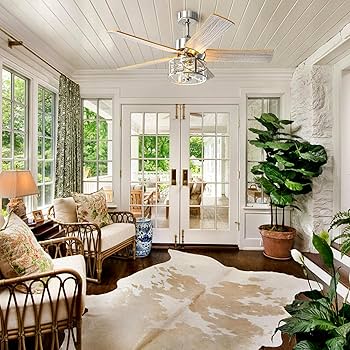 Farmhouse Ceiling Fan with Lights, 48 Inch Vintage Ceiling